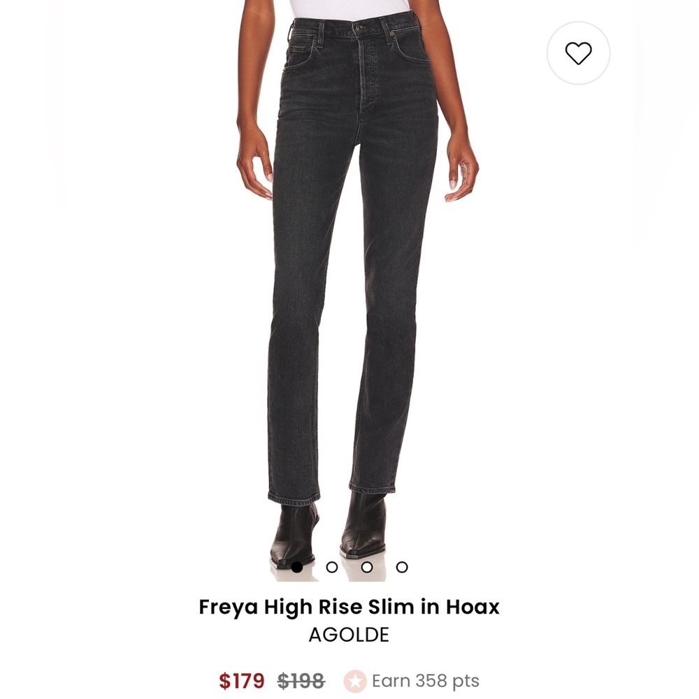 AGOLDE Freya High Rise Slim Jean in Hoax (Faded Black) Size 24